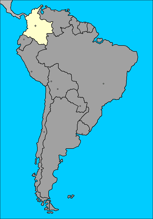 Mapa de Colombia en America del Sur